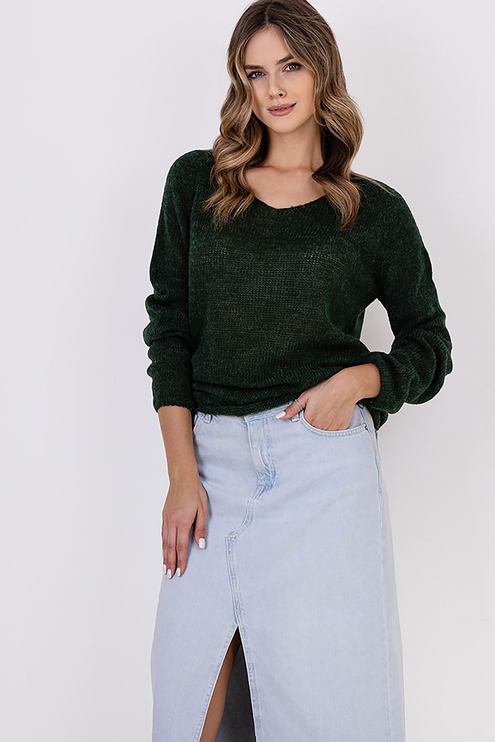   Sweter Damski Model SWE320 Dark Green - MKM 