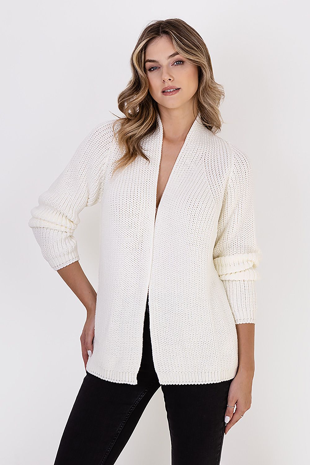  Sweter Kardigan Model SWE120 Ecru - MKM 