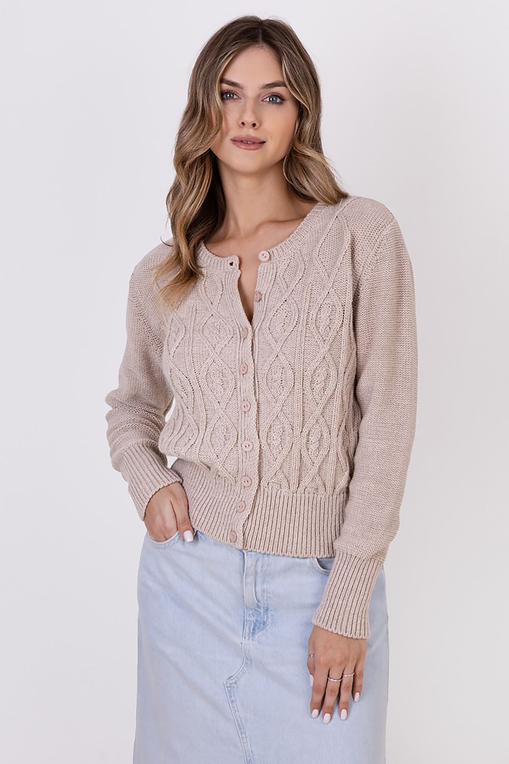  Sweter Damski Model SWE317 Beige - MKM 