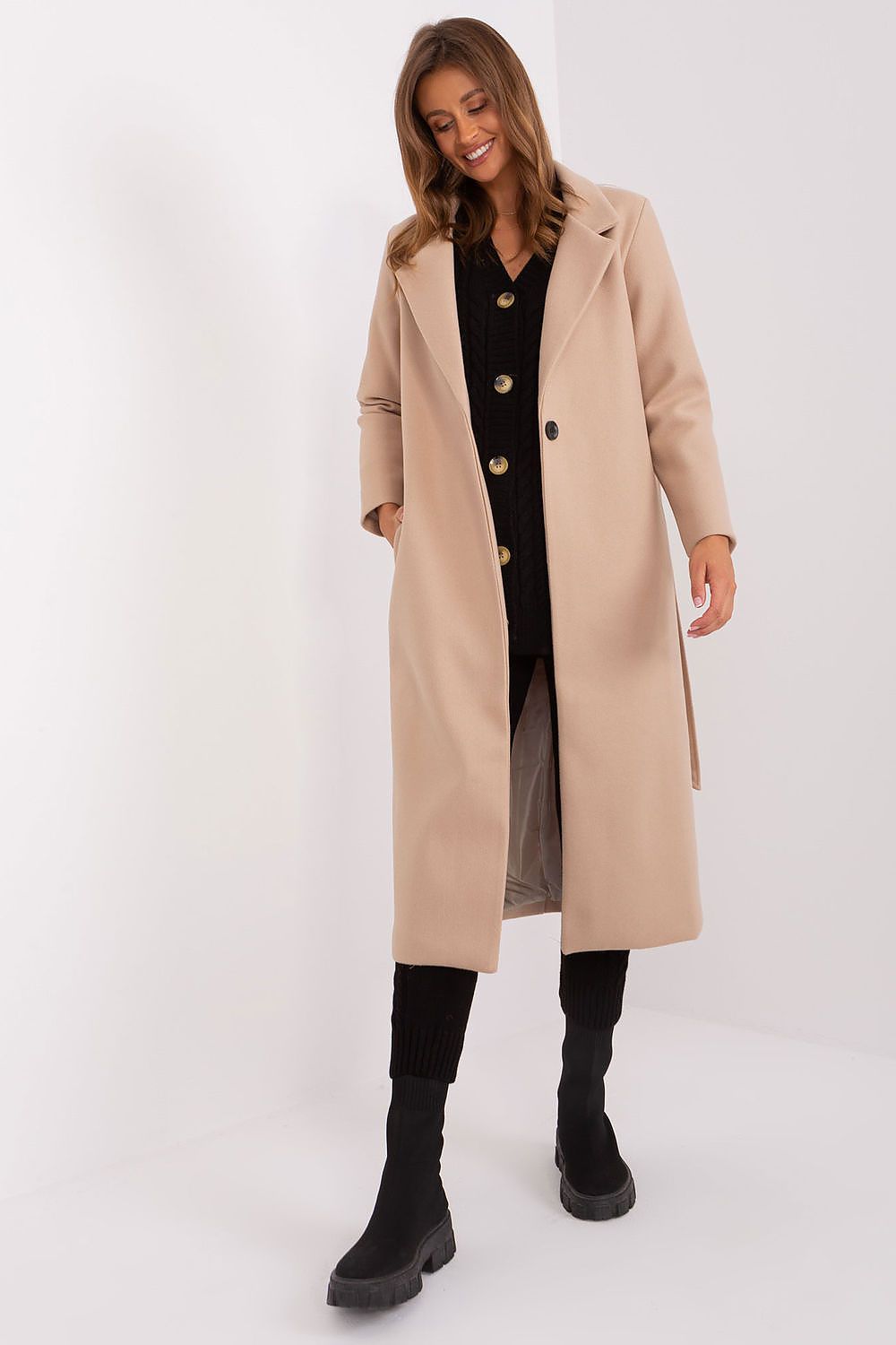   Płaszcz Damski Model TW-PL-BI-5312-1.31 Beige - Och Bella 
