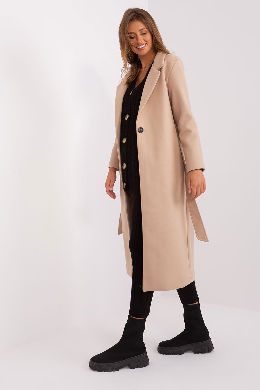   Płaszcz Damski Model TW-PL-BI-5312-1.31 Beige - Och Bella 