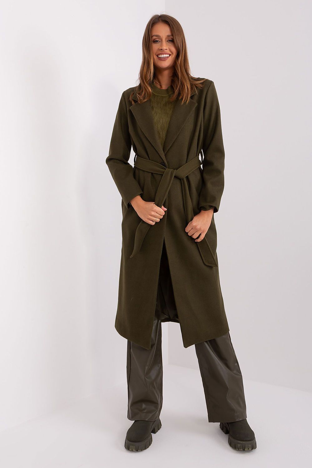   Płaszcz Damski Model TW-PL-BI-5312-1.31 Khaki - Och Bella 