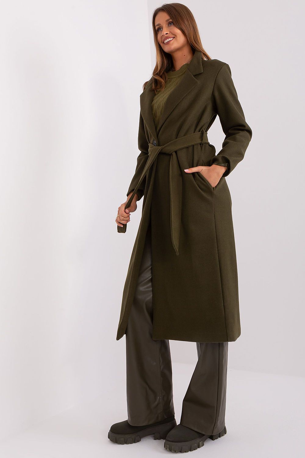   Płaszcz Damski Model TW-PL-BI-5312-1.31 Khaki - Och Bella 