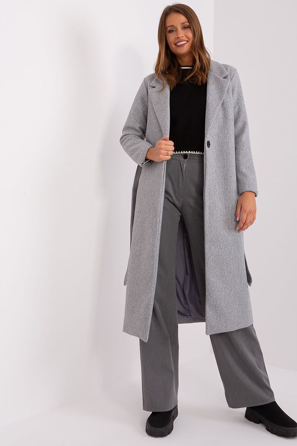   Płaszcz Damski Model TW-PL-BI-5312-1.31 Grey - Och Bella 