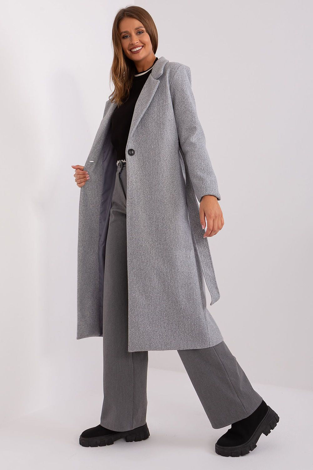   Płaszcz Damski Model TW-PL-BI-5312-1.31 Grey - Och Bella 
