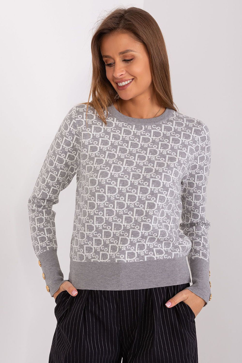   Sweter Damski Model AT-SW-2342.46P Grey - AT 