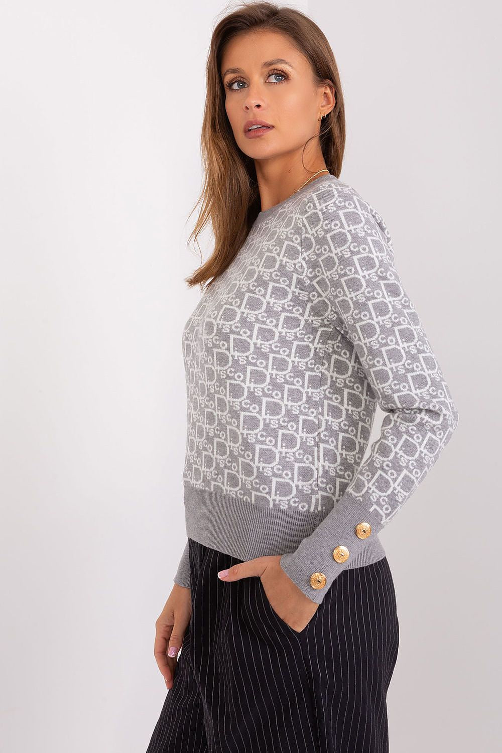   Sweter Damski Model AT-SW-2342.46P Grey - AT 