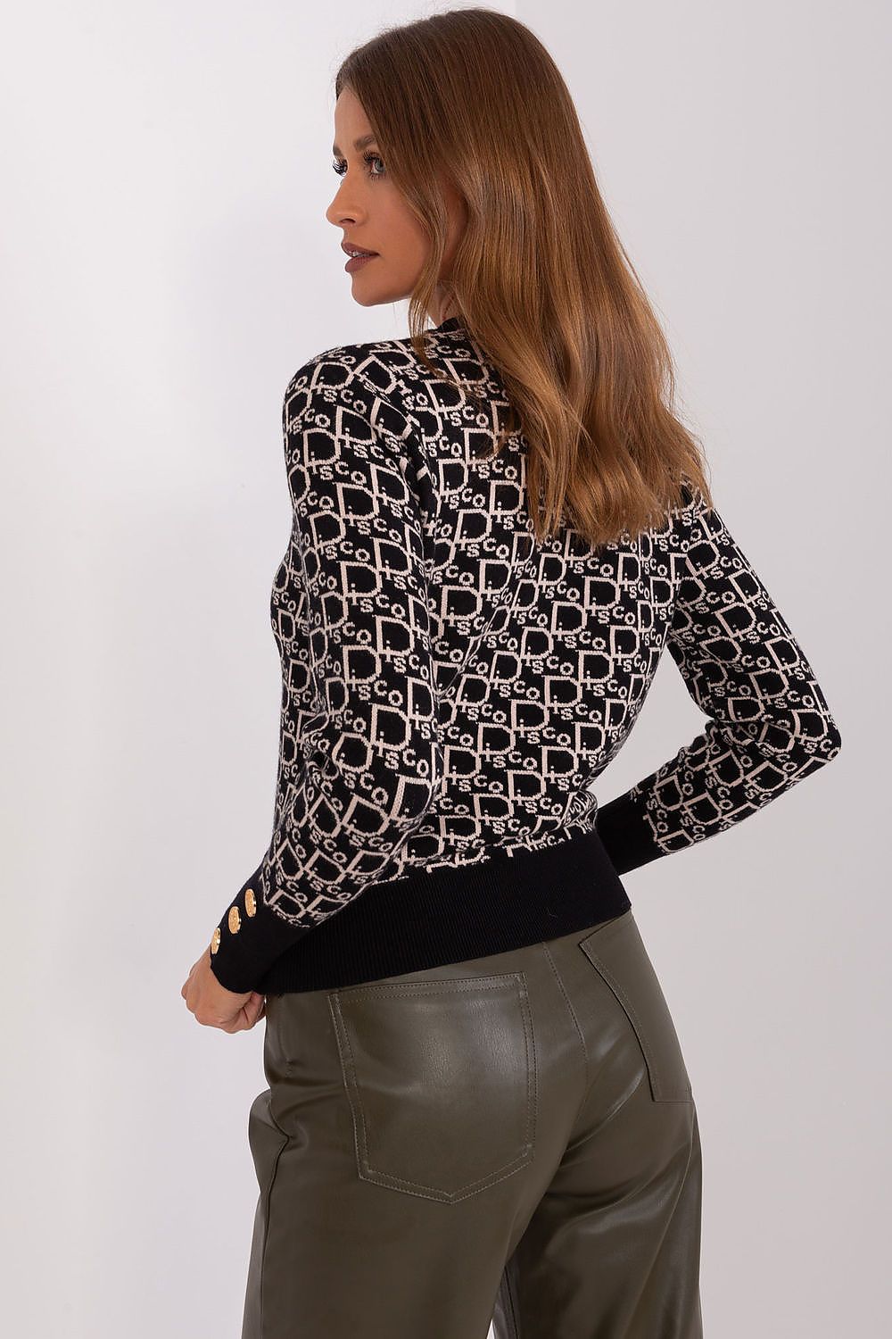   Sweter Damski Model AT-SW-2342.46P Black/Beige - AT 