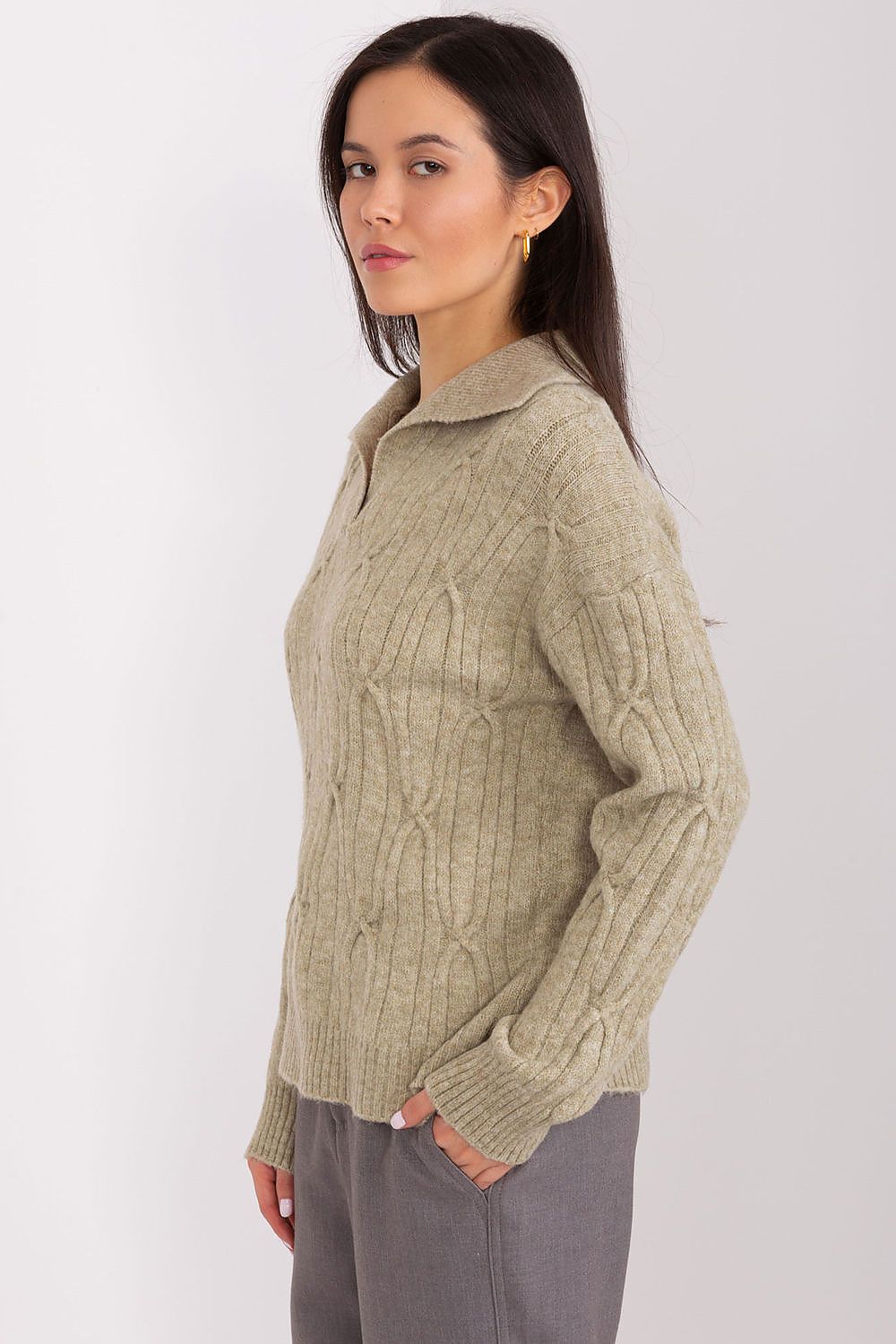   Sweter Damski Model AT-SW-2349-2.27 Khaki - AT 