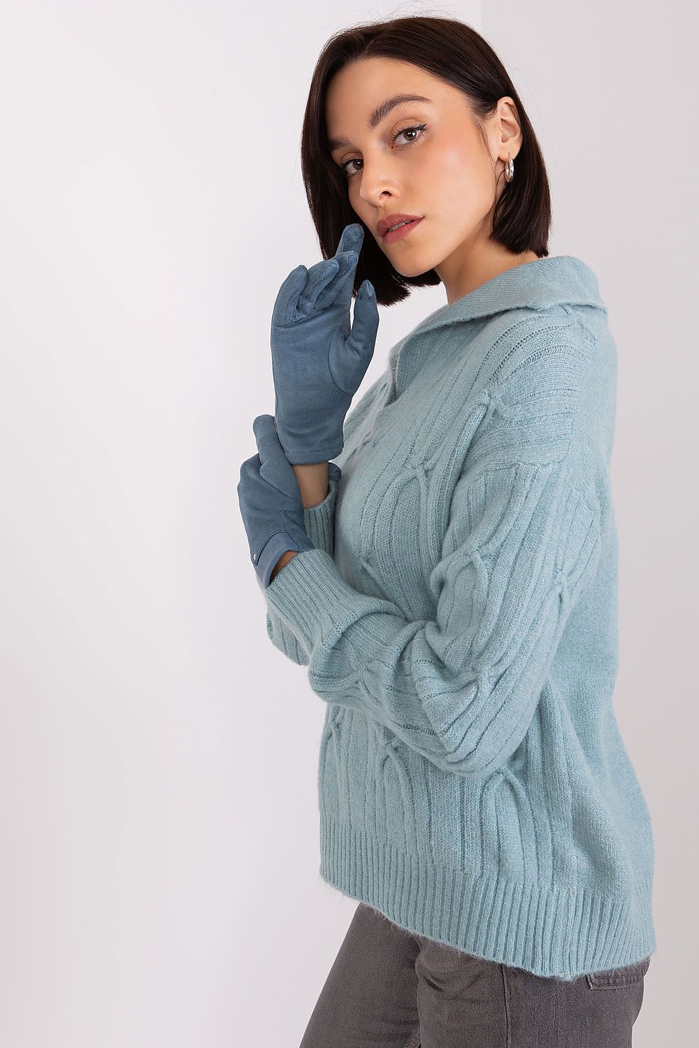   Rękawiczki Model AT-RK-239507.94P Grey/Blue - AT 