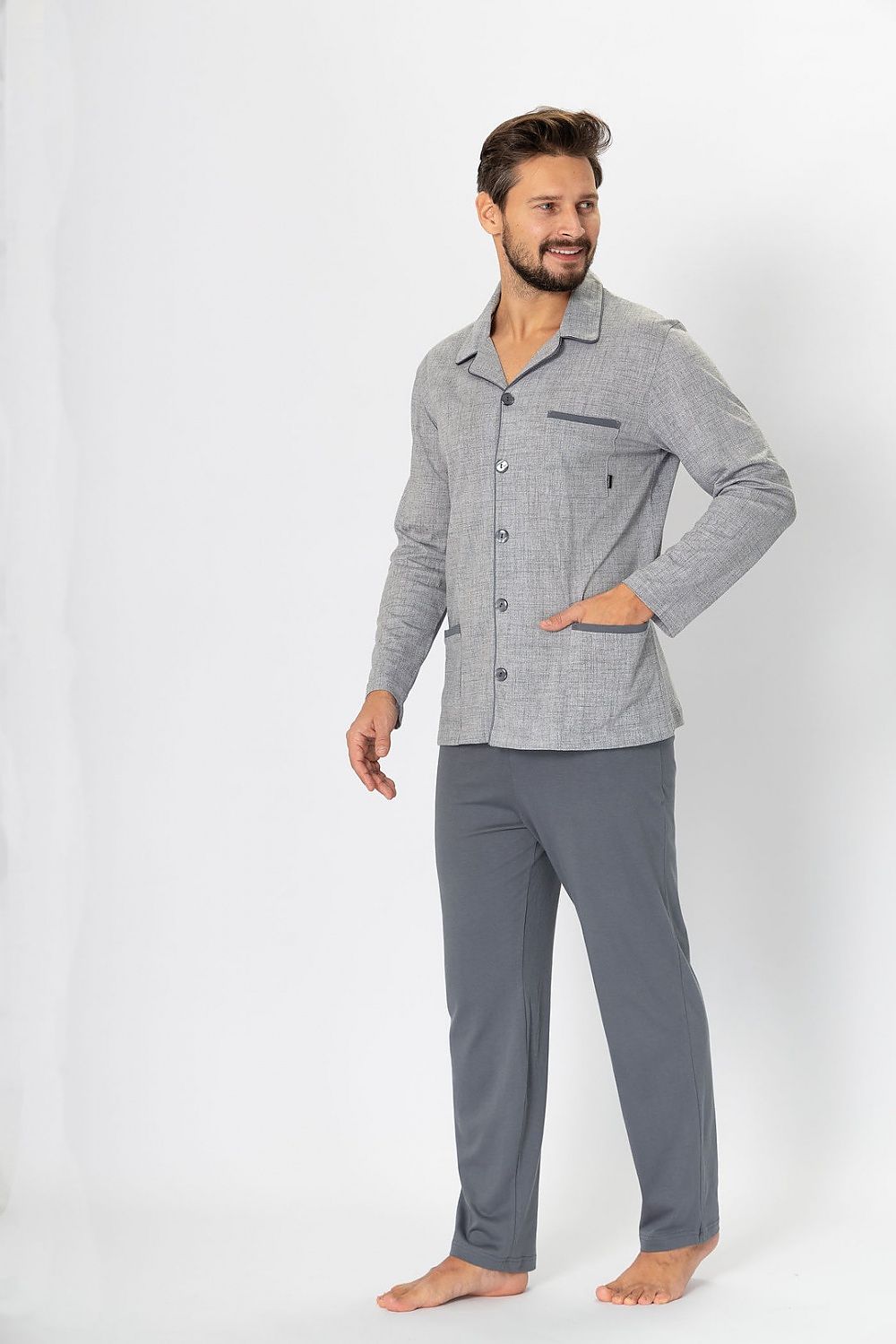   Piżama Męska Model Ambroży 196 Grey Melange - M-Max 