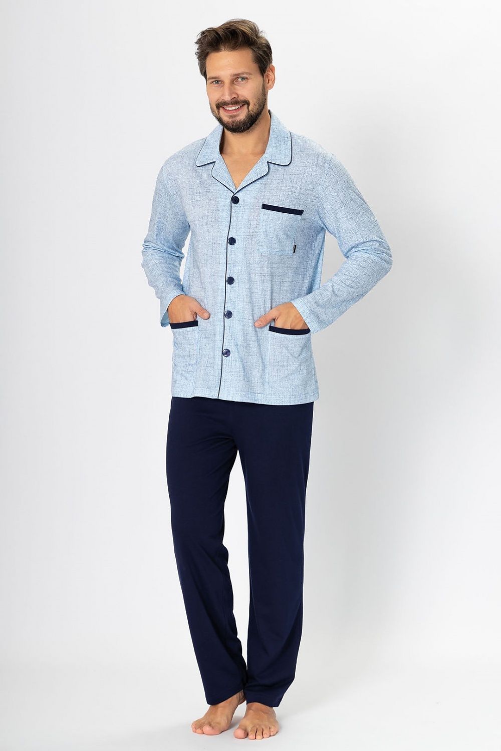   Piżama Męska Model Ambroży 196 Light Jeans - M-Max 