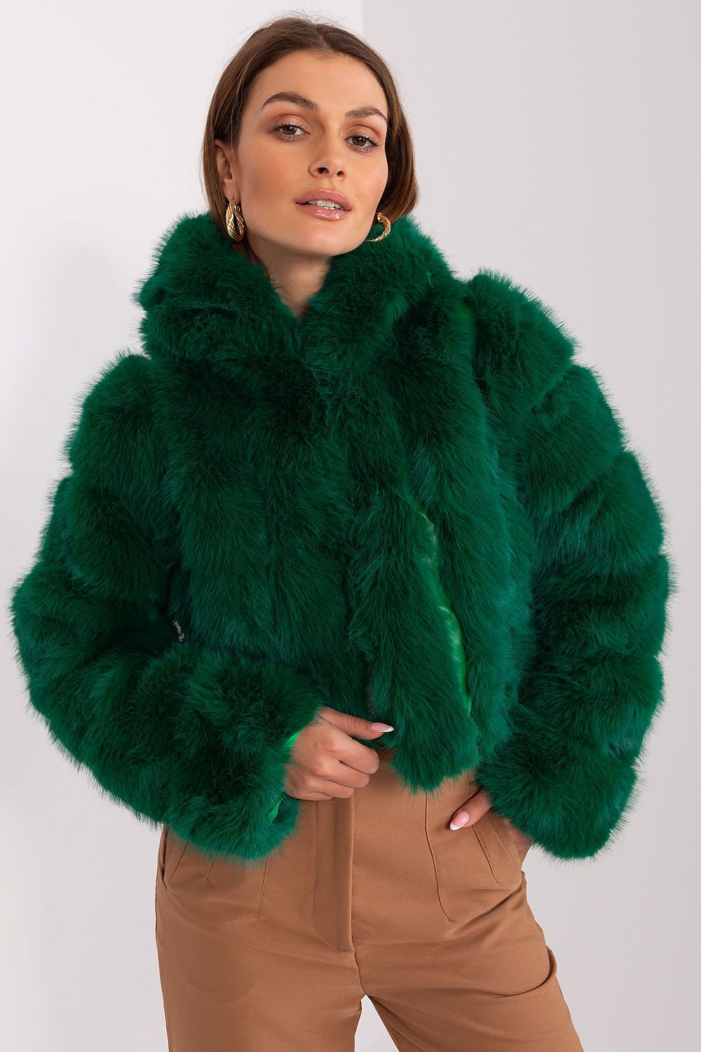   Kurtka Damska Model AT-KR-2378.96P Dark Green - AT 