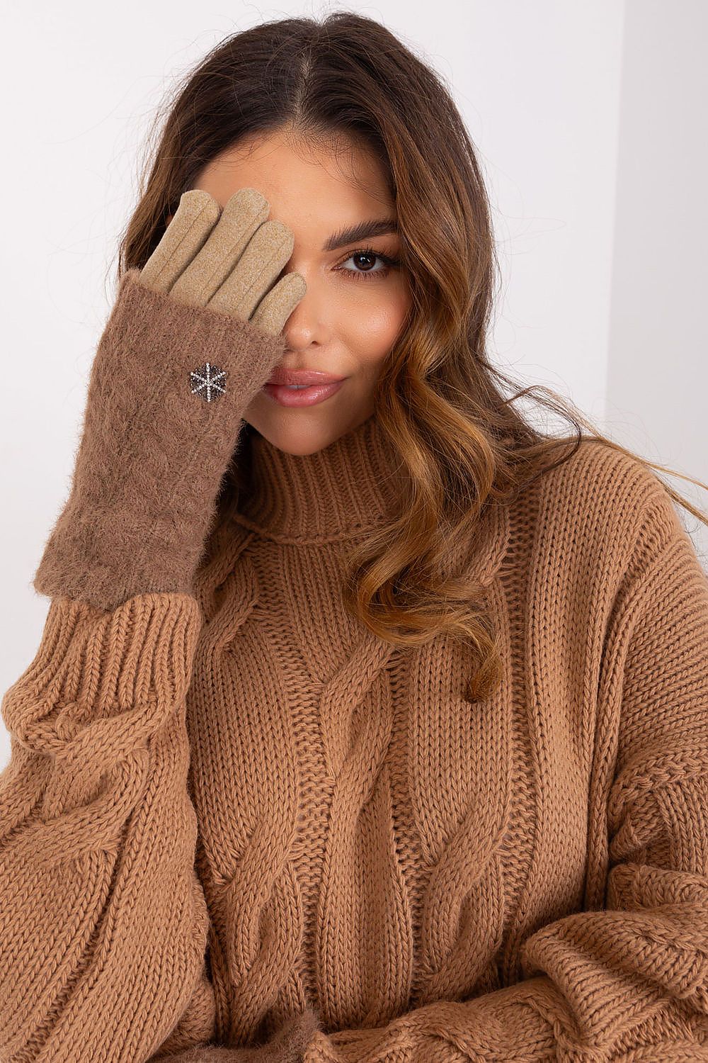   Rękawiczki Model AT-RK-231405.08X Dark Beige - AT 