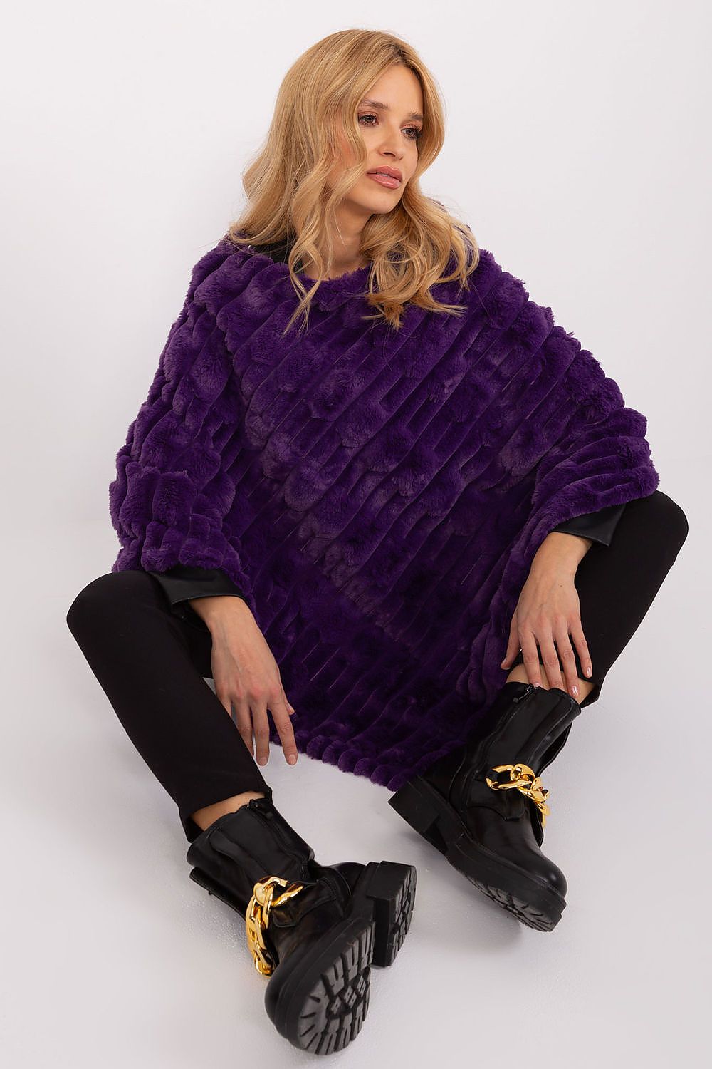  Sweter Ponczo Model AT-PN-2347.68 Dark Violet - AT 