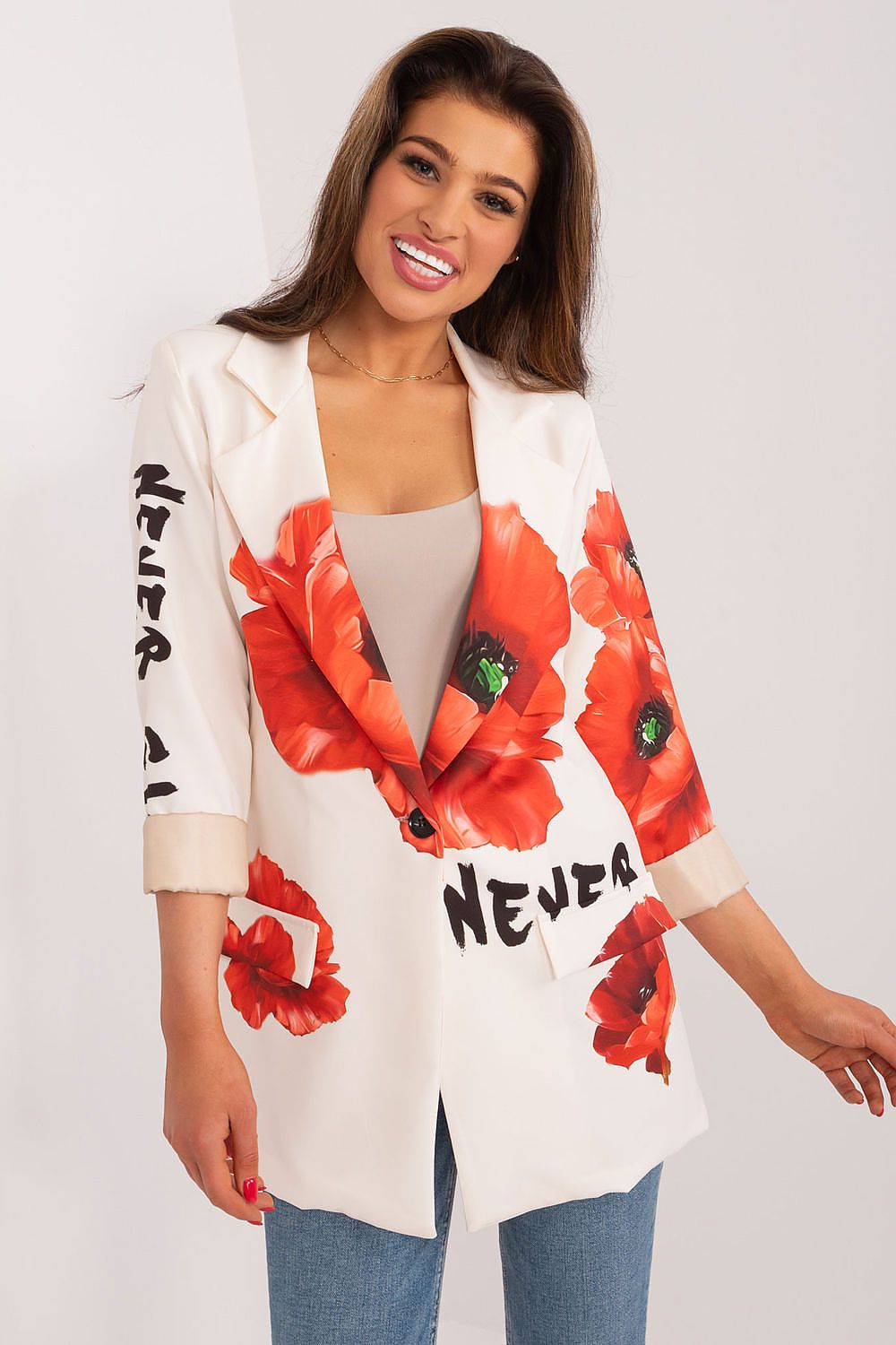   Marynarka Model DHJ-MA-18525-2.36 Ecru - Italy Moda 