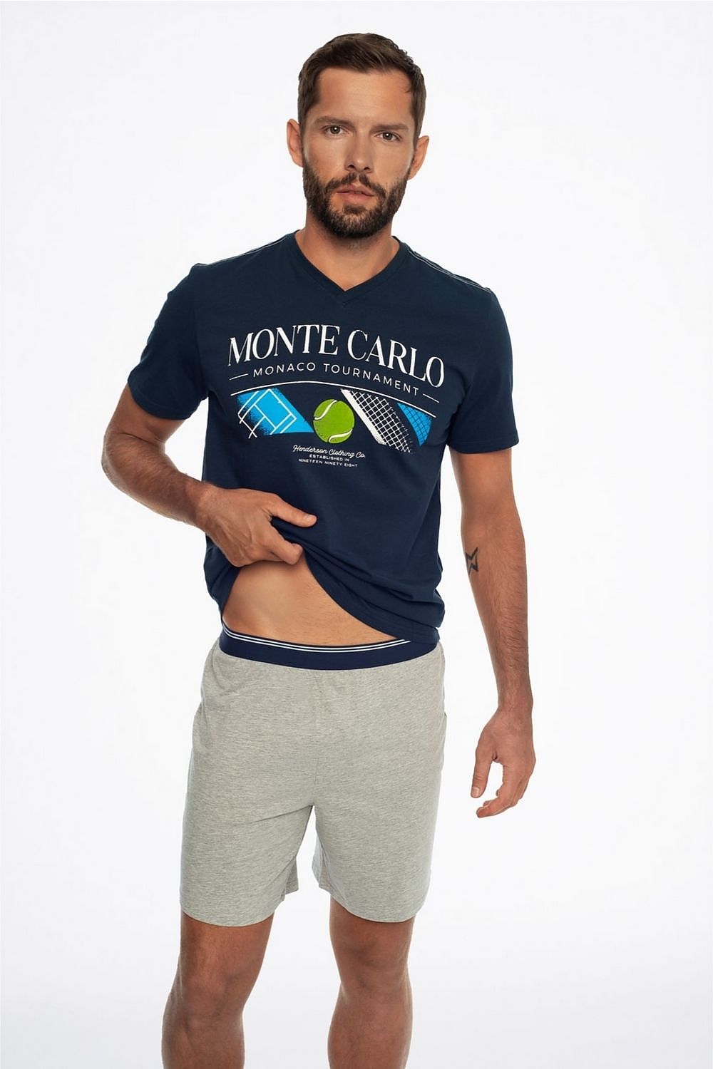   Piżama Męska Model Court 41281-59X Navy/Grey - Henderson 