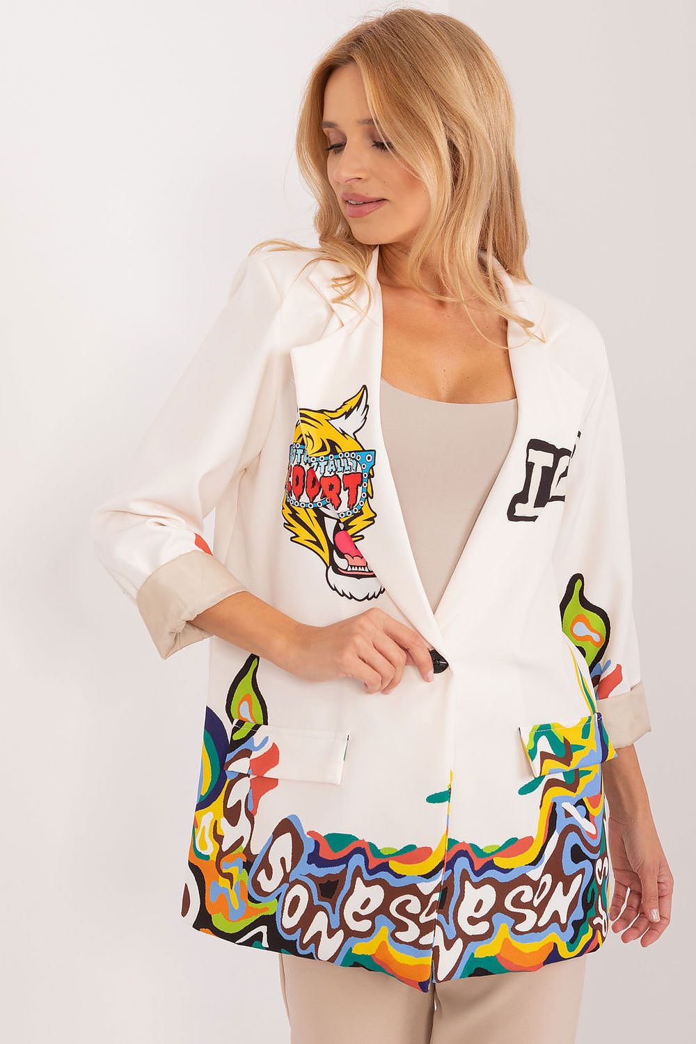   Marynarka Model DHJ-MA-18525-7.67 Ecru - Italy Moda 