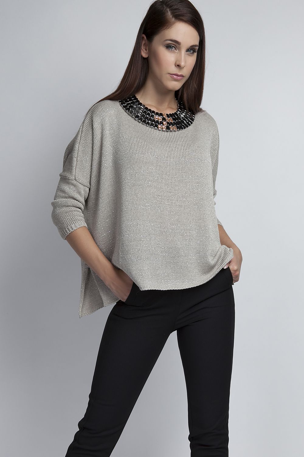   Sweter Damski Model Abigail SWE040 Grey - MKM 