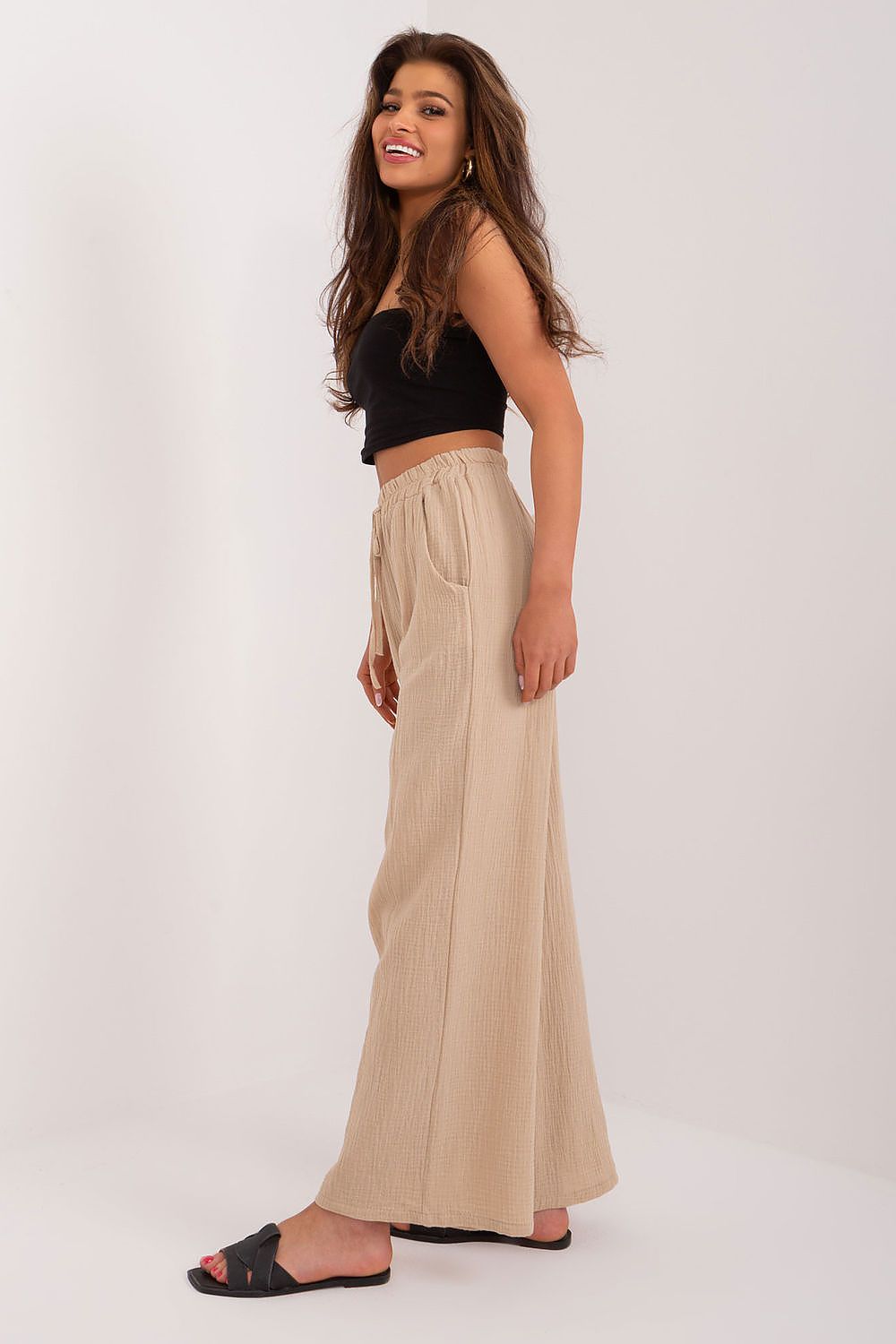  Spodnie Damskie Model DHJ-SP-8229.84 Beige - Italy Moda 
