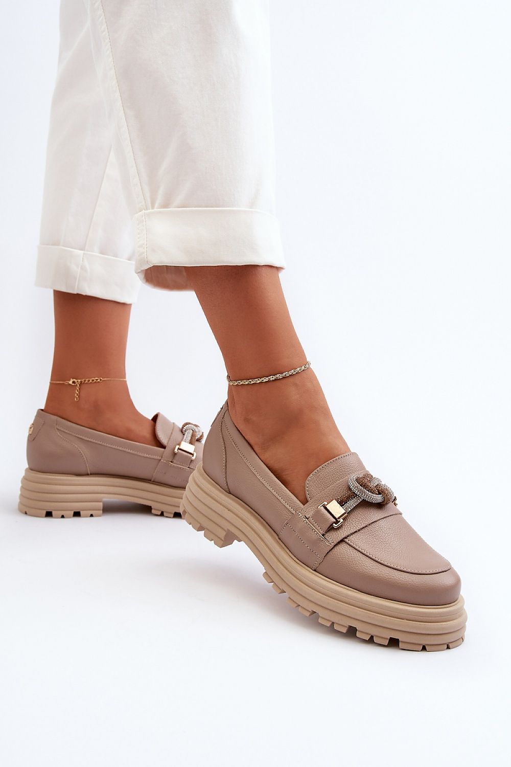   Mokasyny Model Laura Messi 2780/252 Dark Beige - Step in style 