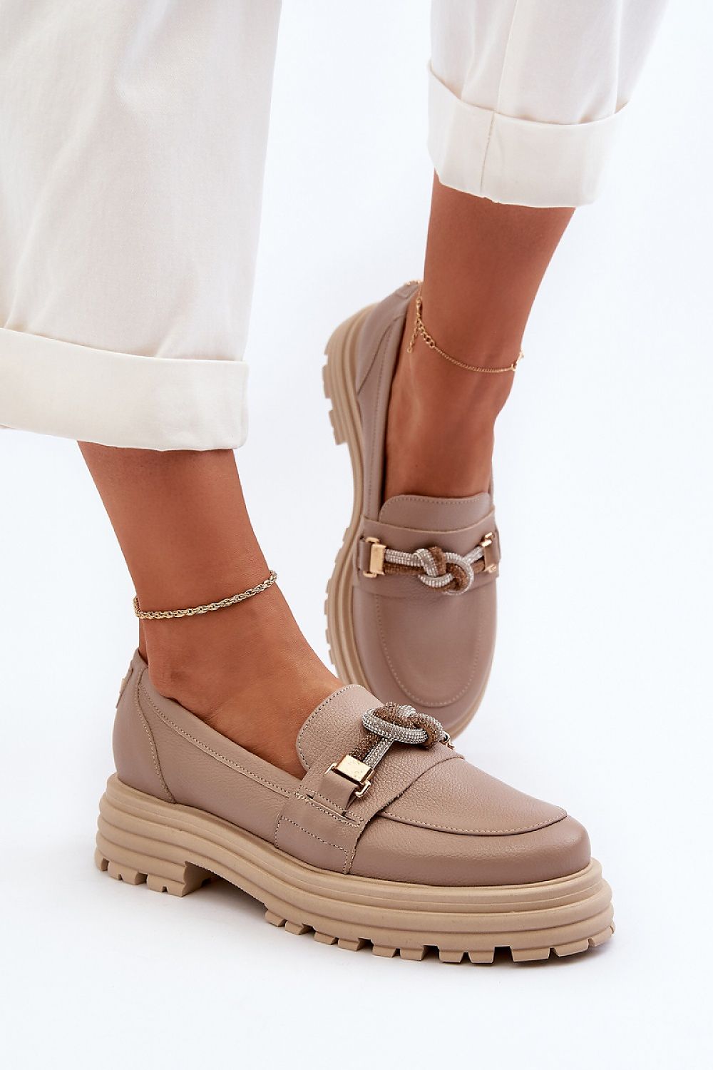   Mokasyny Model Laura Messi 2780/252 Dark Beige - Step in style 