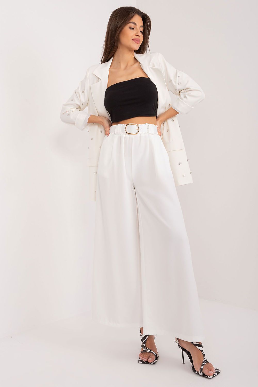  Spodnie Damskie Model DHJ-SP-5583.97 Ecru - Italy Moda 
