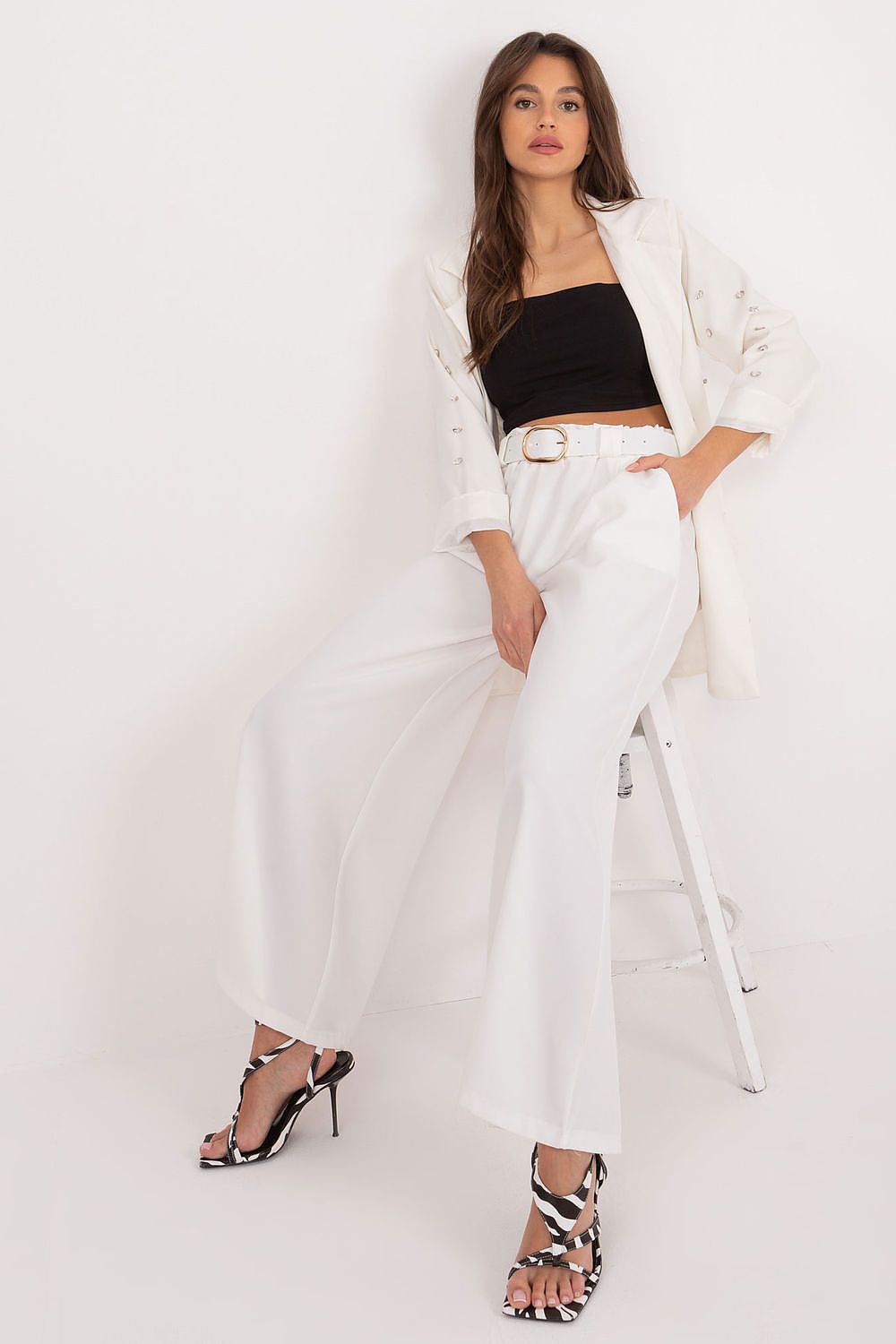  Spodnie Damskie Model DHJ-SP-5583.97 Ecru - Italy Moda 