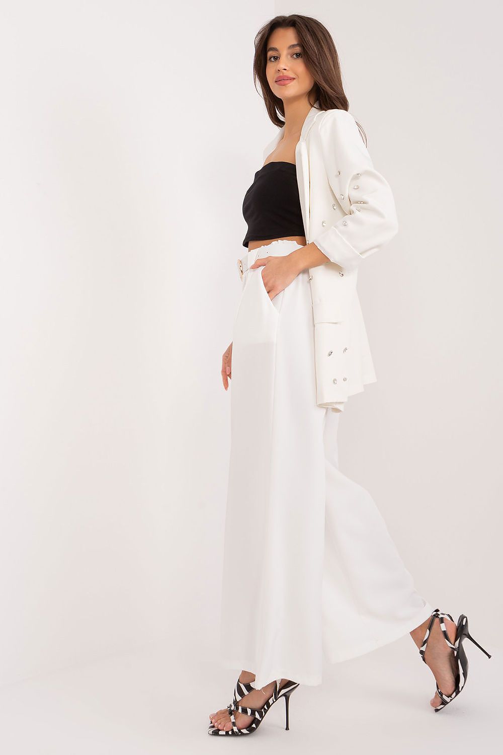  Spodnie Damskie Model DHJ-SP-5583.97 Ecru - Italy Moda 