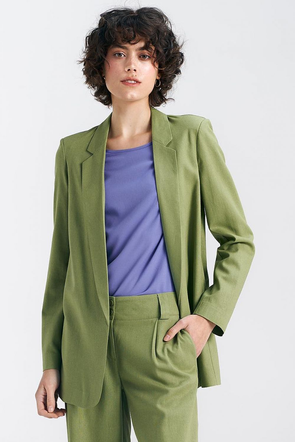   Marynarka lniana Z55 Green Pistacja - Nife 