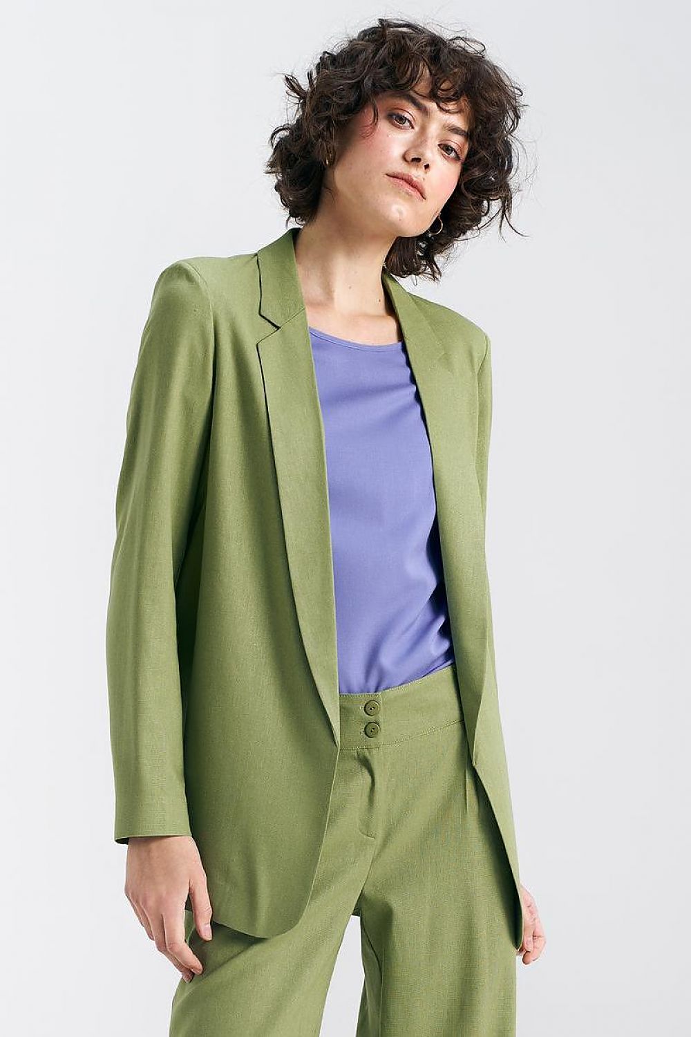   Marynarka lniana Z55 Green Pistacja - Nife 
