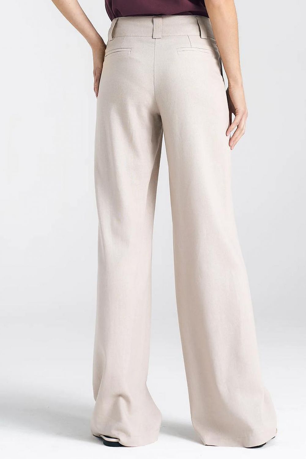   Spodnie lniane wide leg SD85 Beige - Nife 
