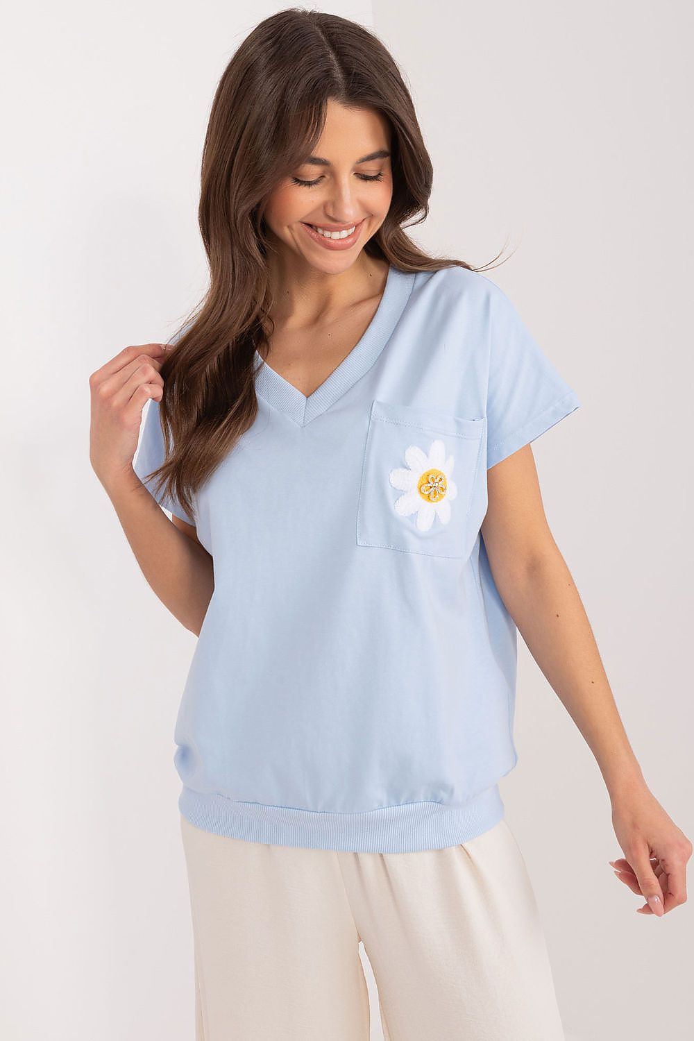   Bluzka Model RV-BZ-9626.28 Light Blue - Rue Paris 