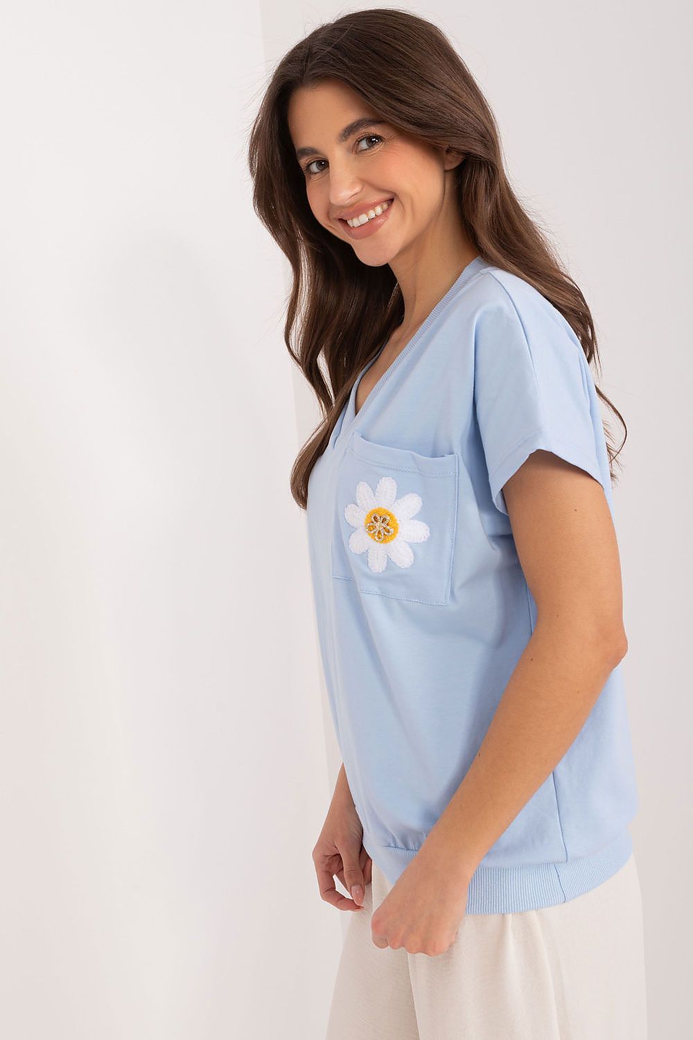   Bluzka Model RV-BZ-9626.28 Light Blue - Rue Paris 