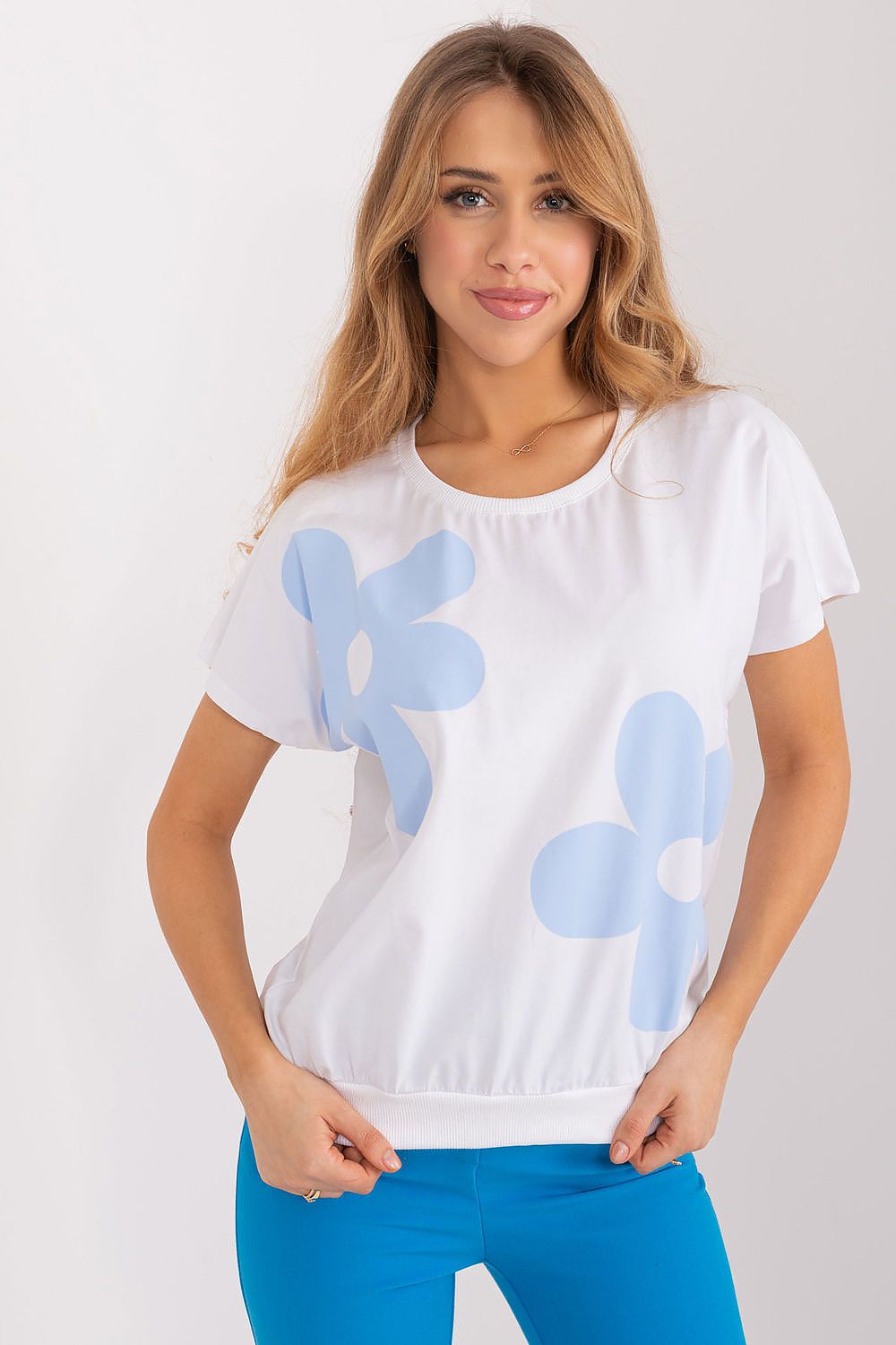   Bluzka Model RV-BZ-9628.26X White/Blue - Rue Paris 