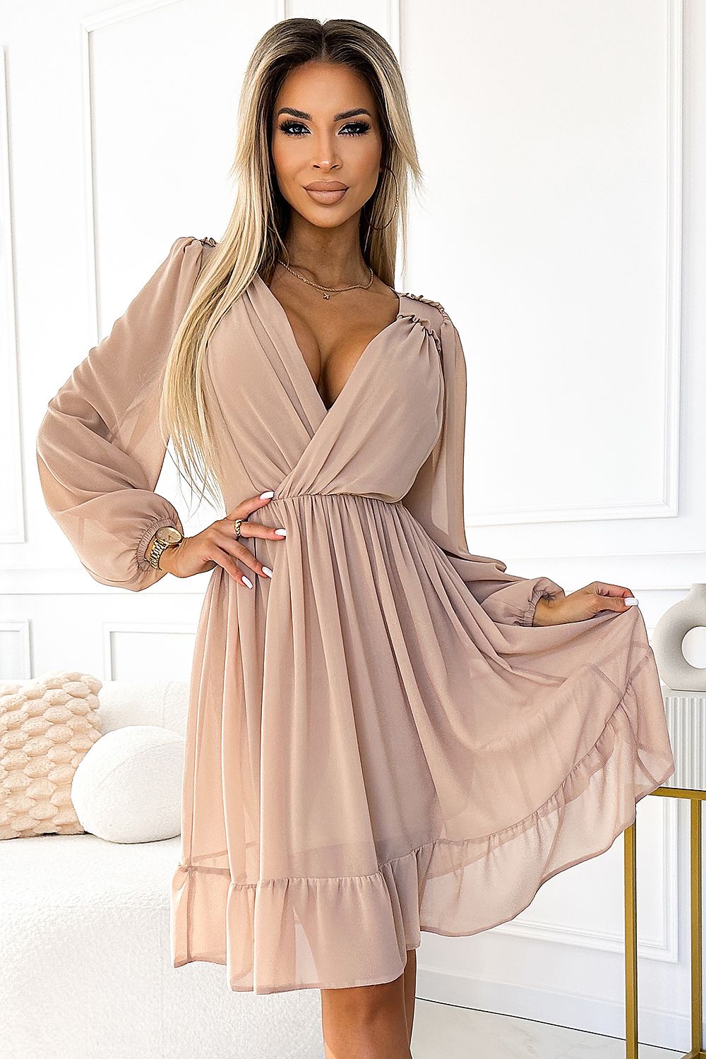   Sukienka Model Mila 538-1 Beige - Numoco 