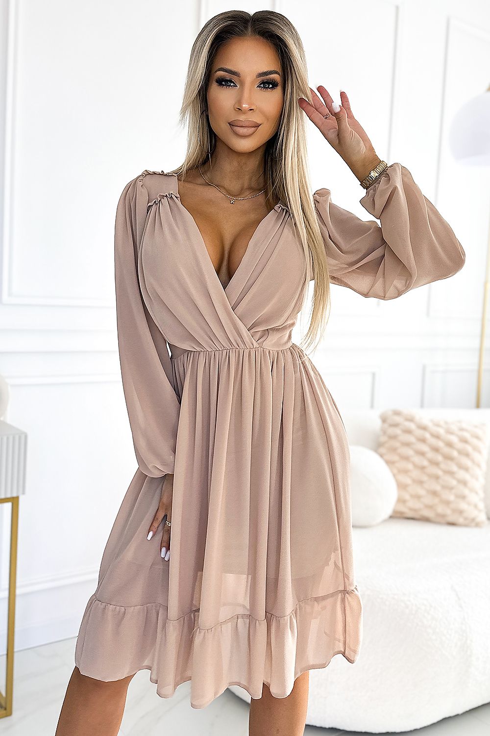   Sukienka Model Mila 538-1 Beige - Numoco 