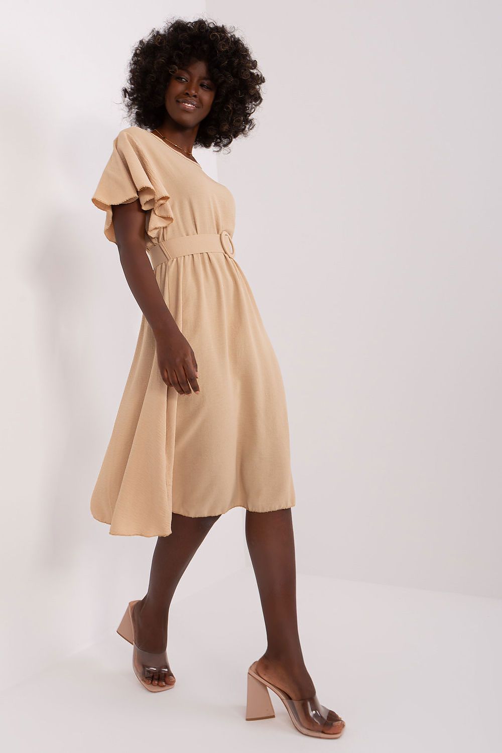  Sukienka Model DHJ-SK-5648.07 Beige - Italy Moda 