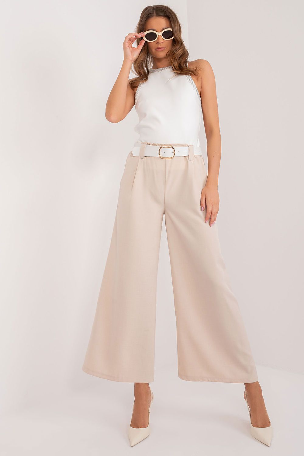 Spodnie Damskie Model DHJ-SP-5583.88 Light Beige - Italy Moda 