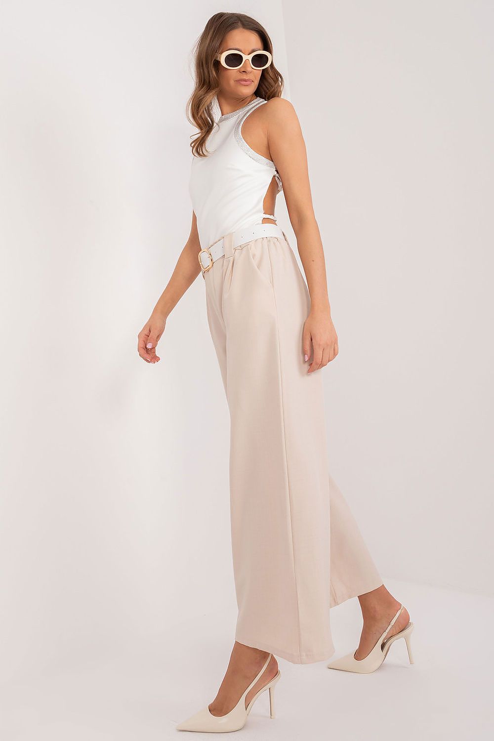  Spodnie Damskie Model DHJ-SP-5583.88 Light Beige - Italy Moda 