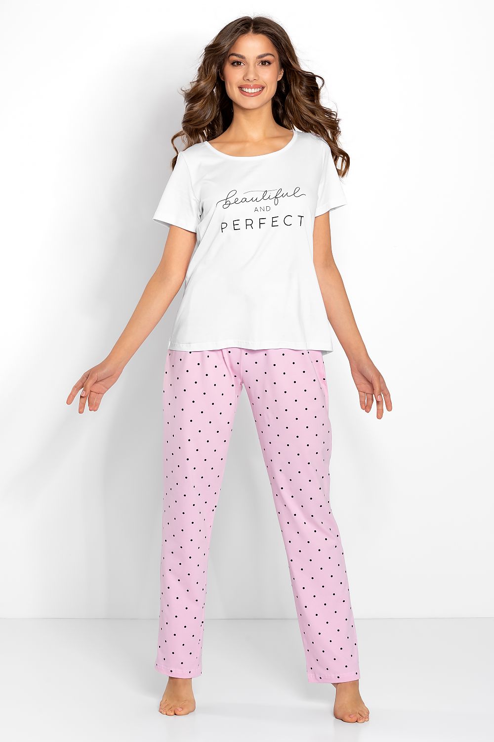  Piżama Damska Model Flawless White/Pink - Momenti Per Me 