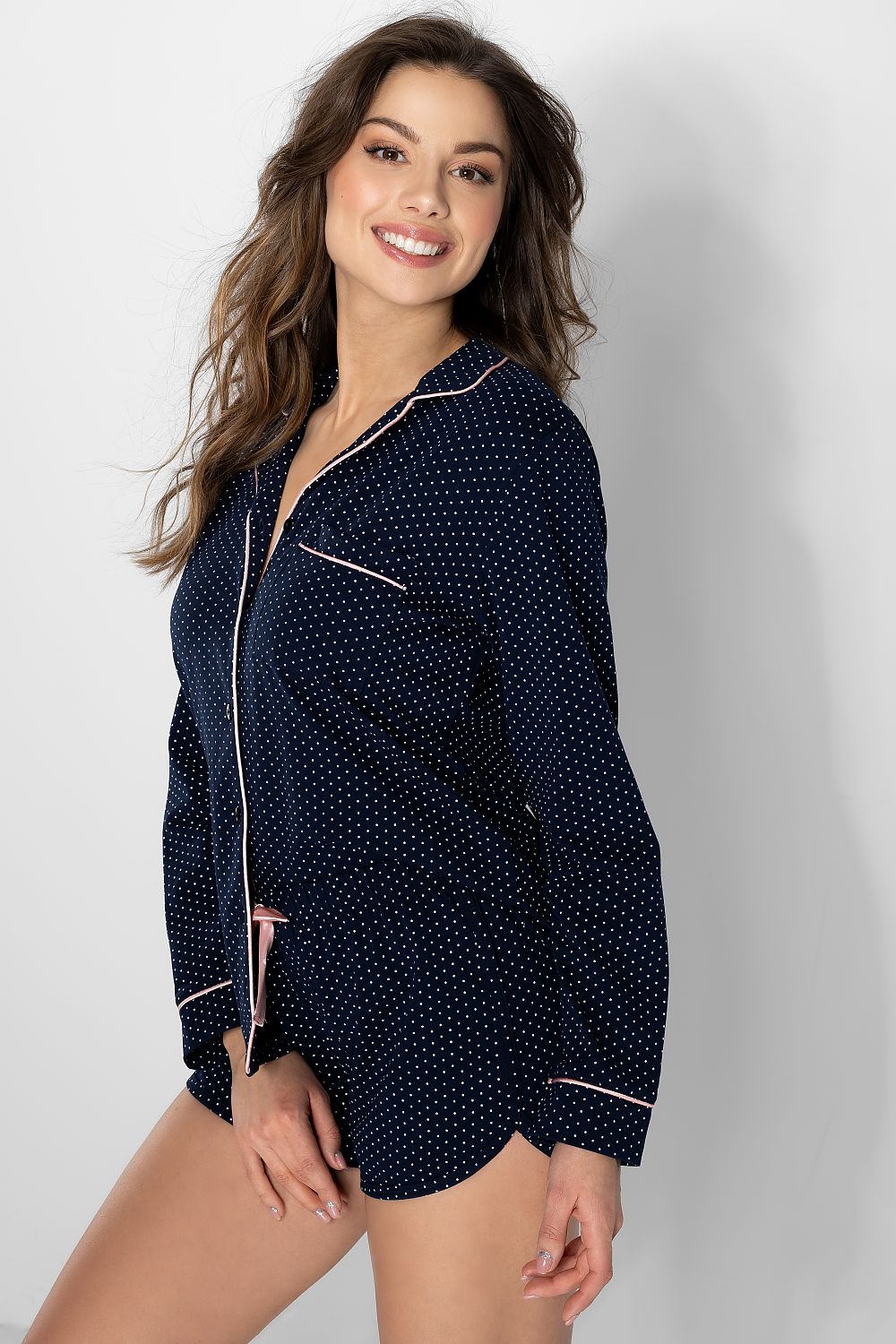  Piżama Damska Model Positive Vibes Navy - Momenti Per Me 