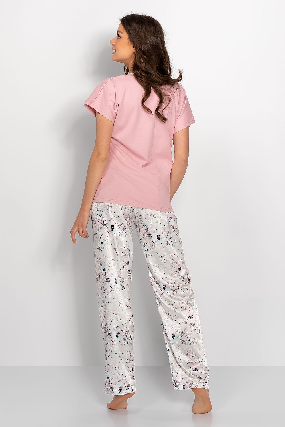  Piżama Damska Model SPA Garden Pink/Grey - Momenti Per Me 