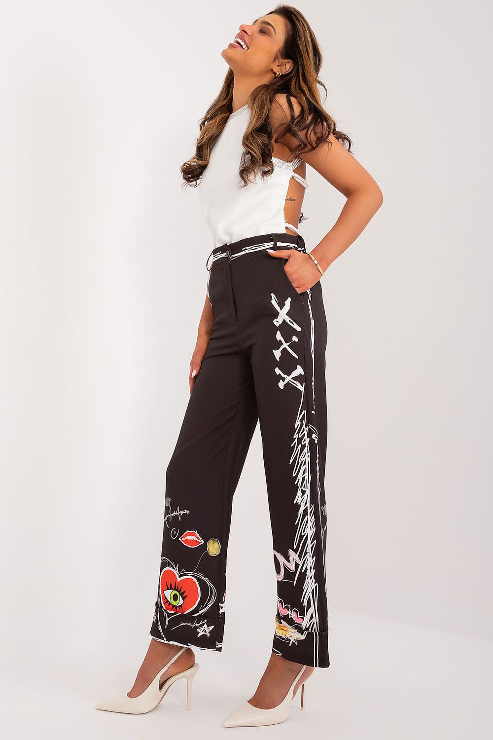  Spodnie Damskie Model DHJ-SP-18857-1.32 Black - Italy Moda 