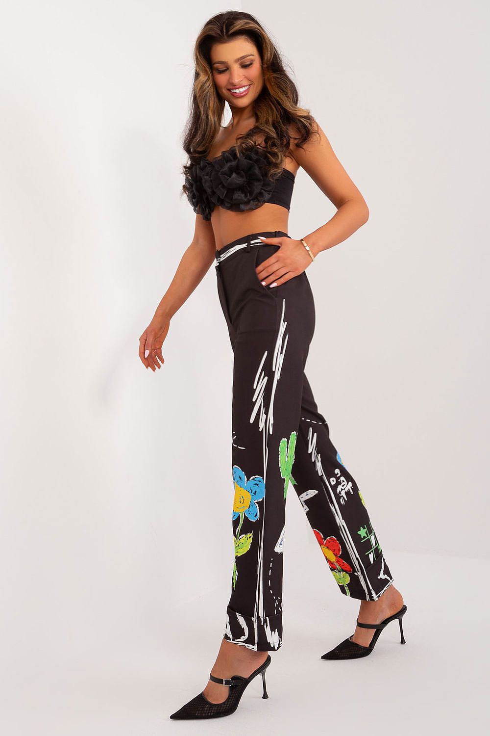  Spodnie Damskie Model DHJ-SP-18857.31 Black - Italy Moda 