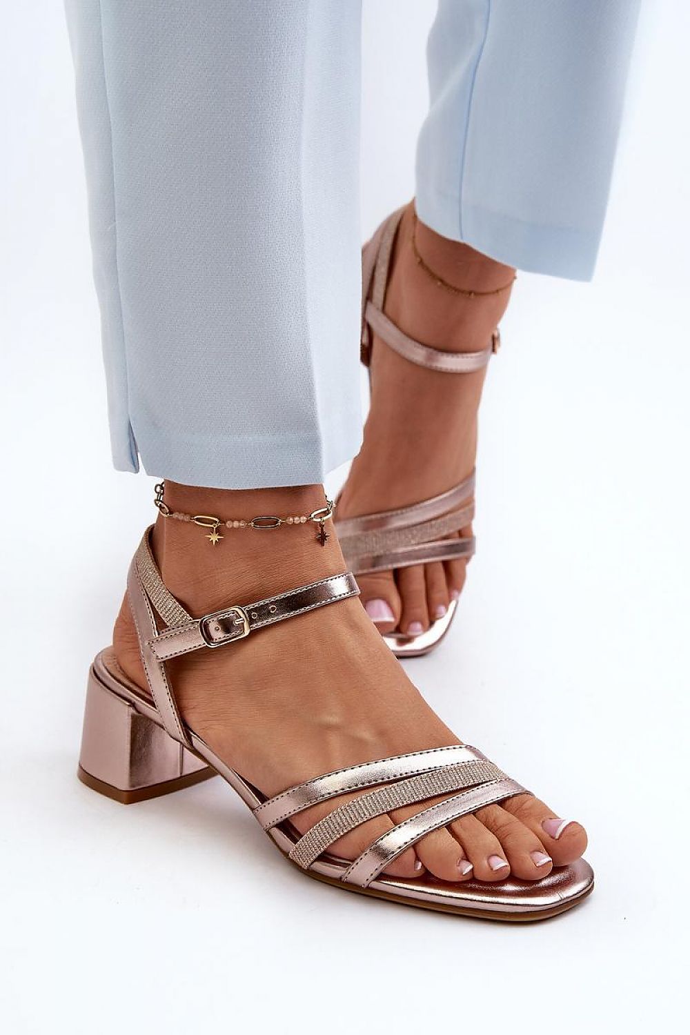  Sandały Model Sergio Leone SK046 Pink Gold - Step in style 