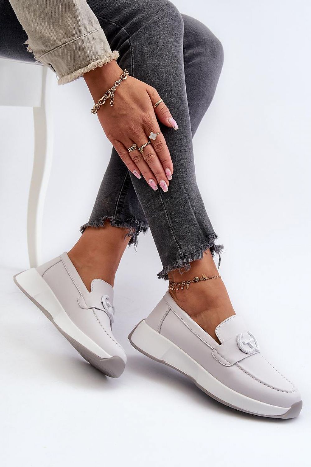   Mokasyny Model S.Barski LR490 Light Grey - Step in style 