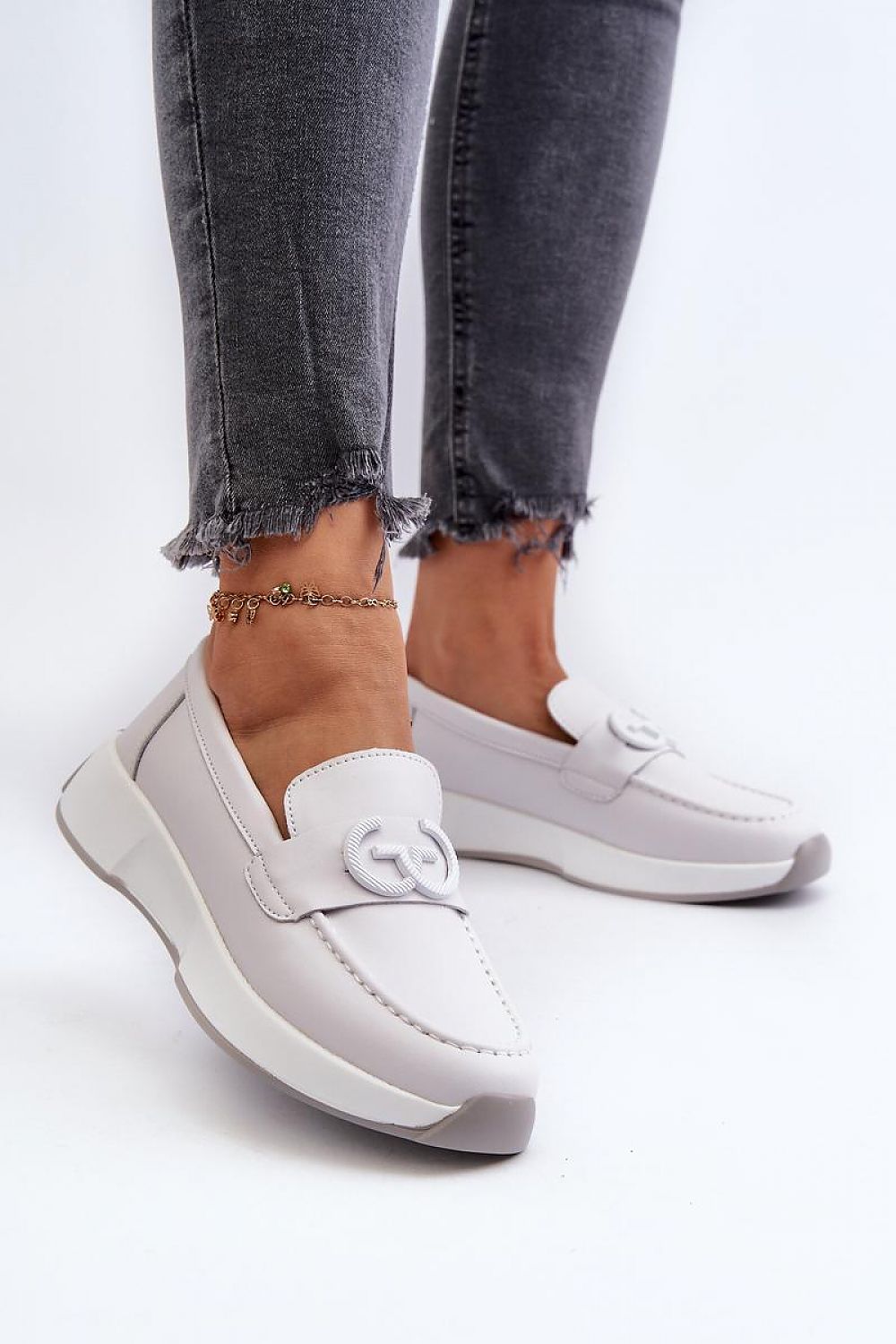   Mokasyny Model S.Barski LR490 Light Grey - Step in style 
