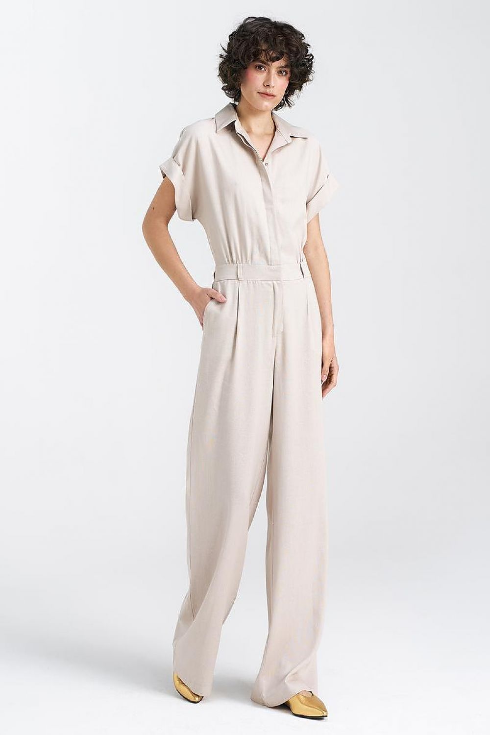   Kombinezon lniany KM34 Beige - Nife 