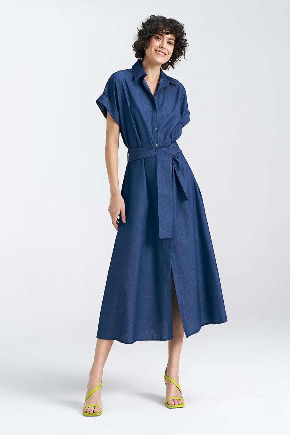  Sukienka jeansowa, luźna S242 Denim - Nife 